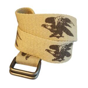 Canvas Khaki Tan Brown Eagle belt, Size Large XL, Unisex, D Ring